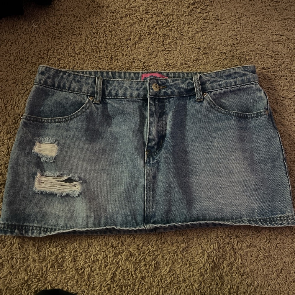 Edikted Blue Casual Mini Skirt Distressed